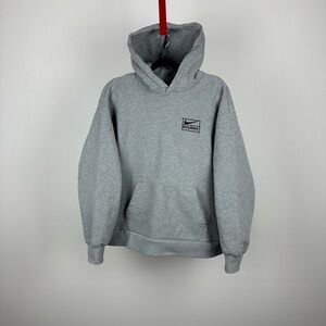 Stussy x Nike Hoodie Women’s Size L Gray Mini Logo Pullover Sweatshirt